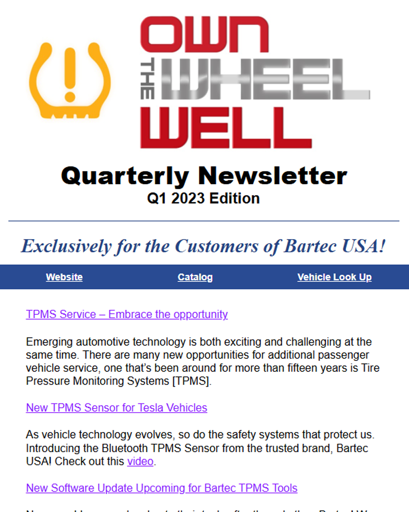 Bartec TPMS Quarterly Newsletter - Q1 2023