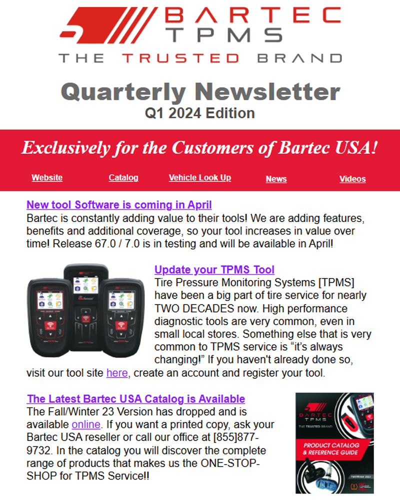 Bartec TPMS Quarterly Newsletter - Q1 2024