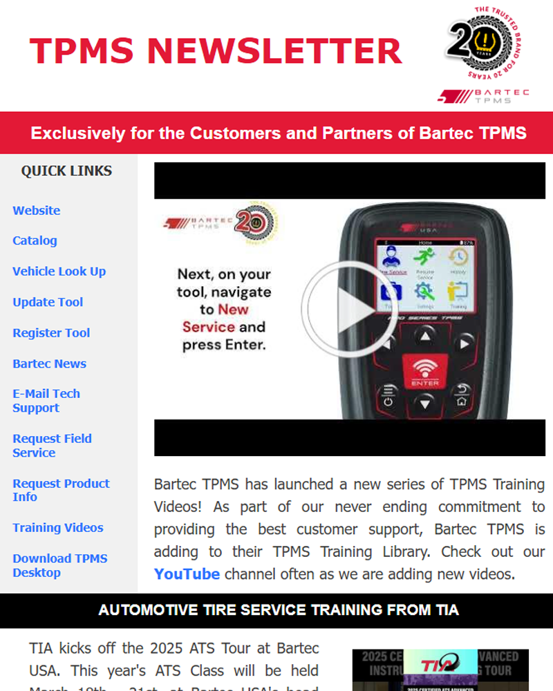 Bartec TPMS Quarterly Newsletter - Q1 2025