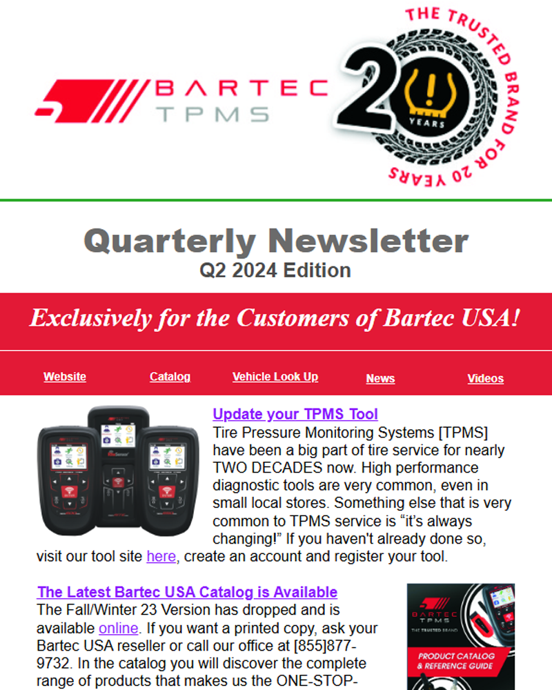 Bartec TPMS Quarterly Newsletter - Q2 2024