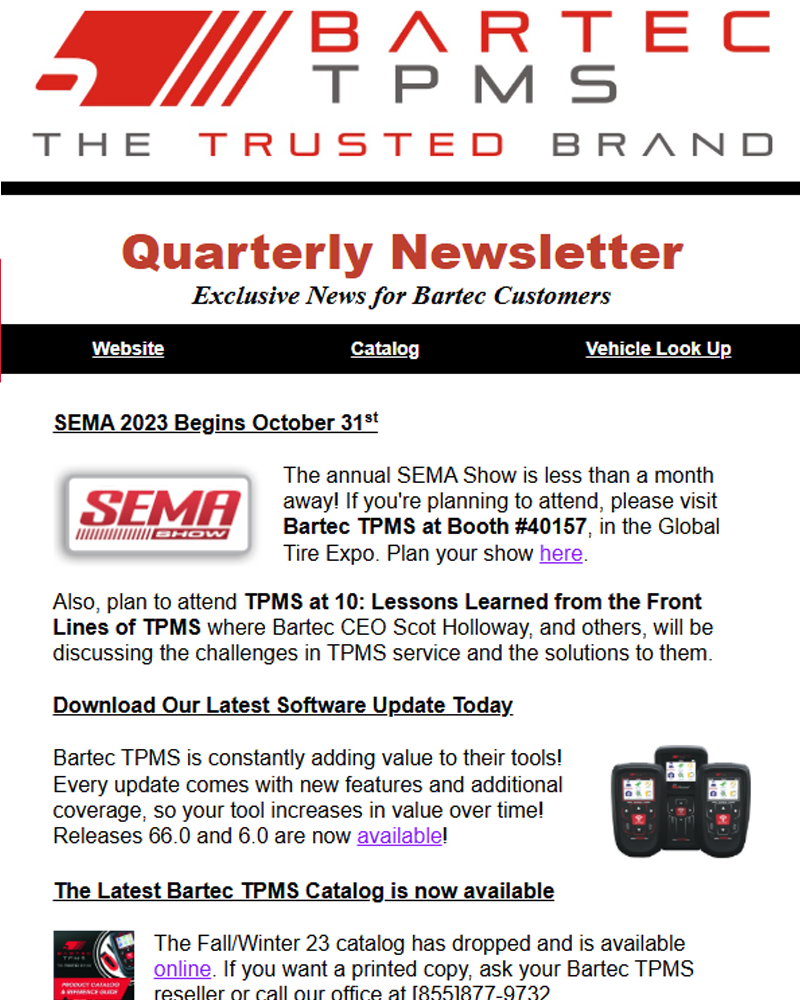 Bartec TPMS Quarterly Newsletter - Q3 2023